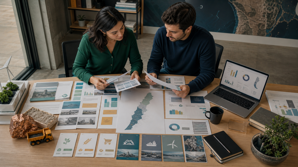 Analistas revisando perfiles empresariales y criterios de ranking en una mesa editorial