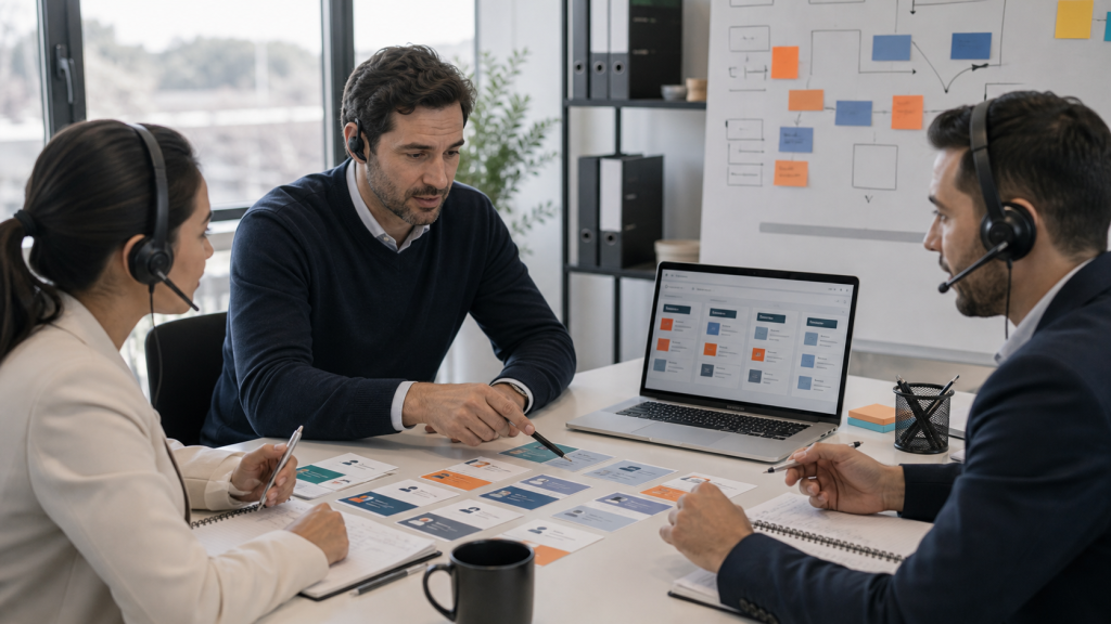 Equipo comercial revisando pipeline, cuentas y seguimiento de oportunidades